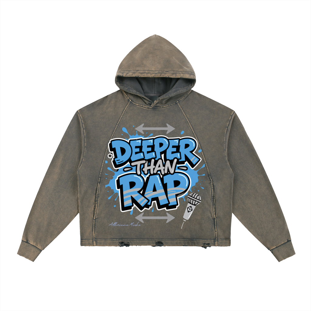 Deeper than Rap Vintage Washed Frayed-Hem Hoodie