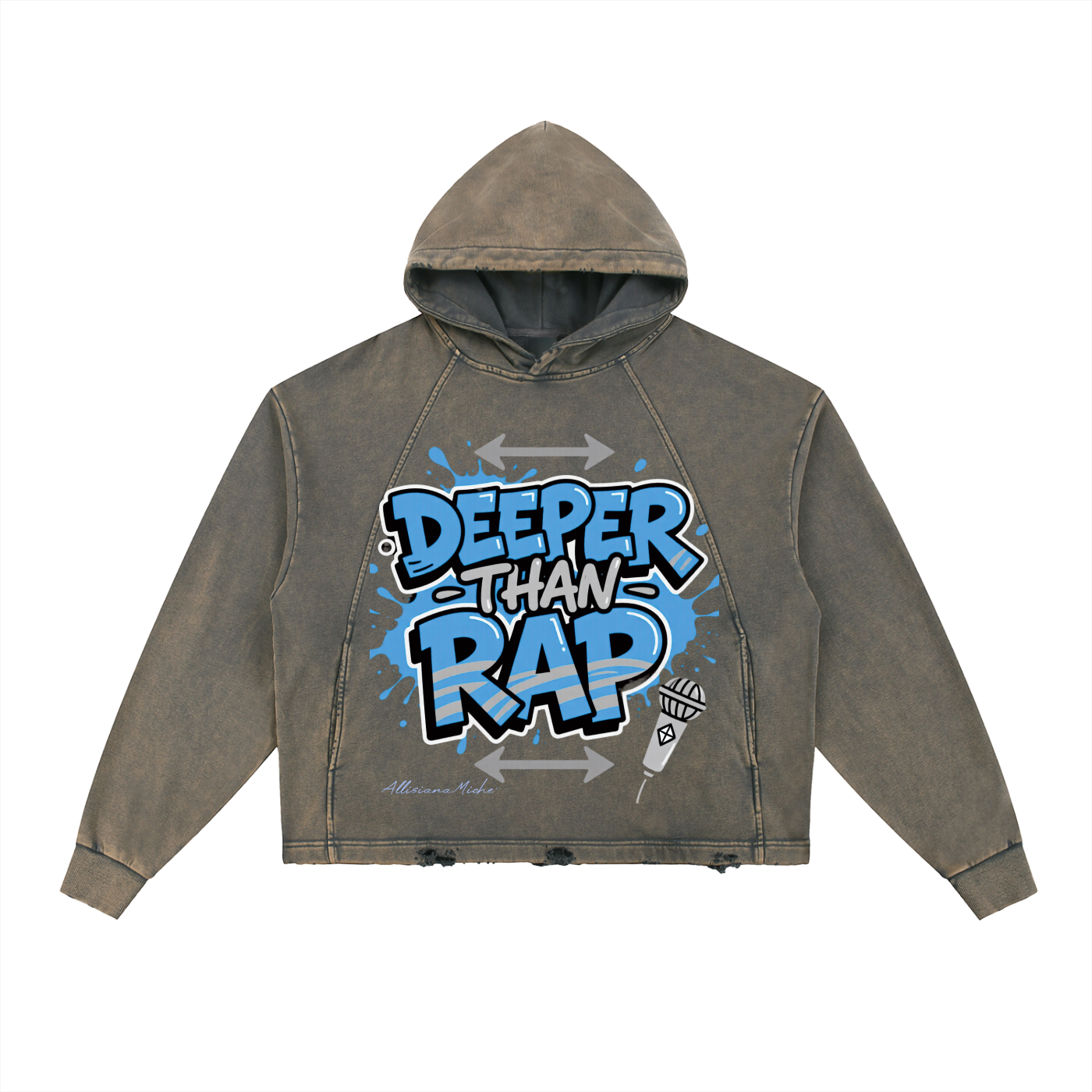Deeper than Rap Vintage Washed Frayed-Hem Hoodie