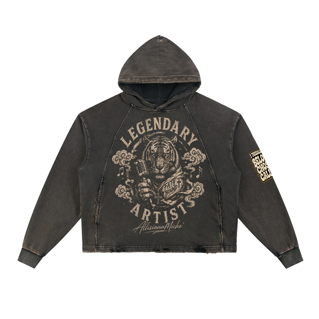 Legendary Artist Vintage Washed Frayed-Hem Hoodie