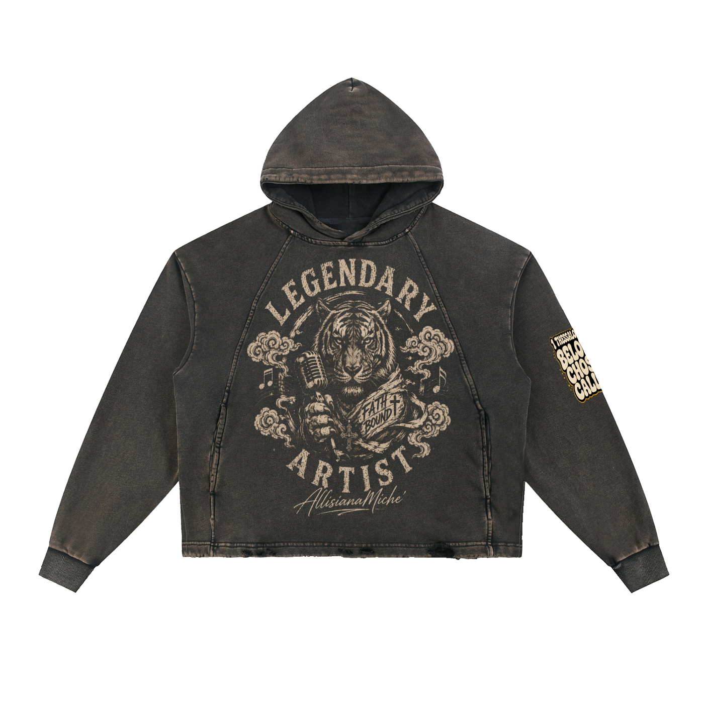 Legendary Artist Vintage Washed Frayed-Hem Hoodie
