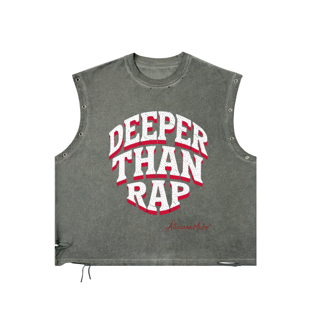 "Deeper than Rap" Distressed Grommet Eyelet Tank Top