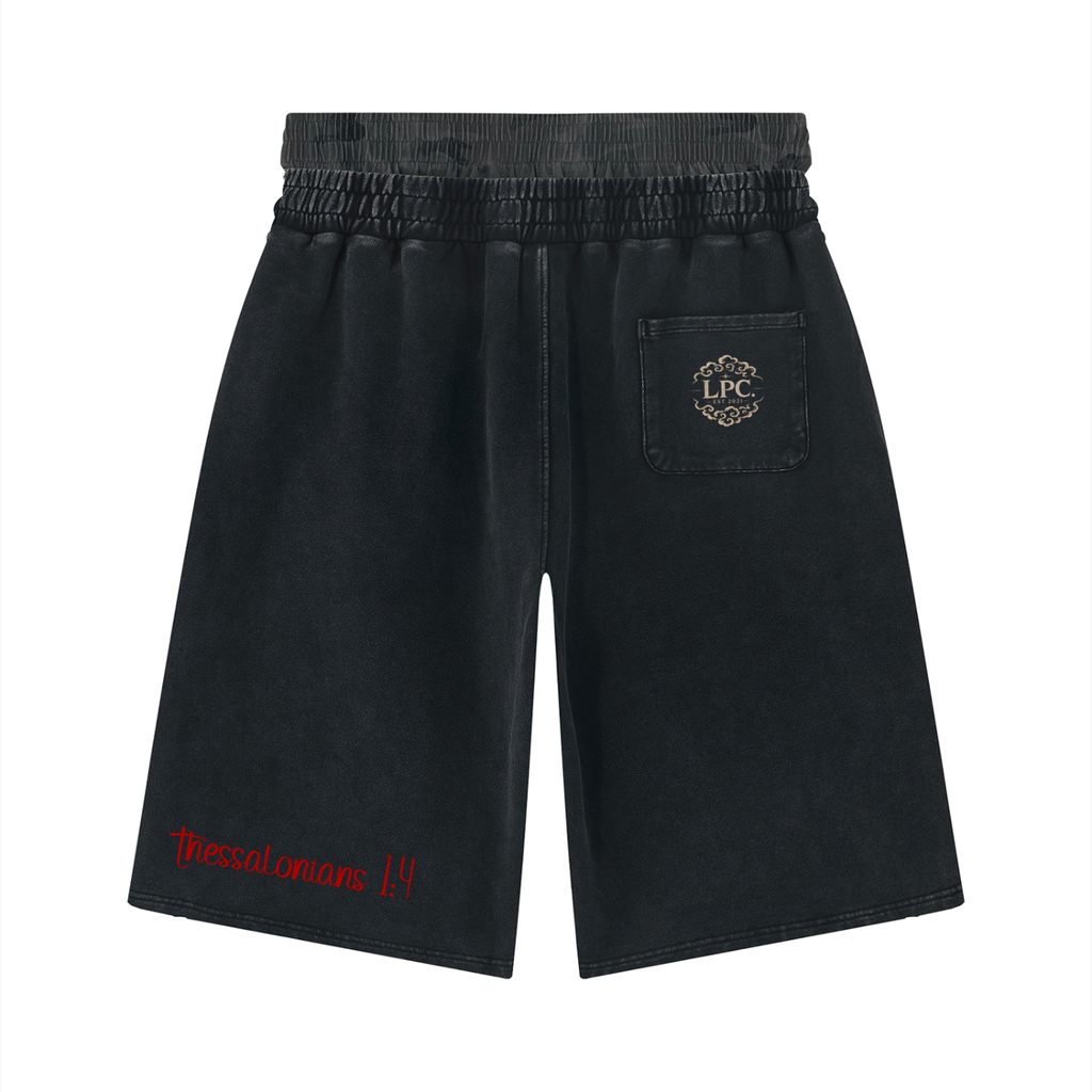 LEGENDARY ARTIST — The Tiger Collection Unisex Vintage Wash Distressed Wide Leg Shorts