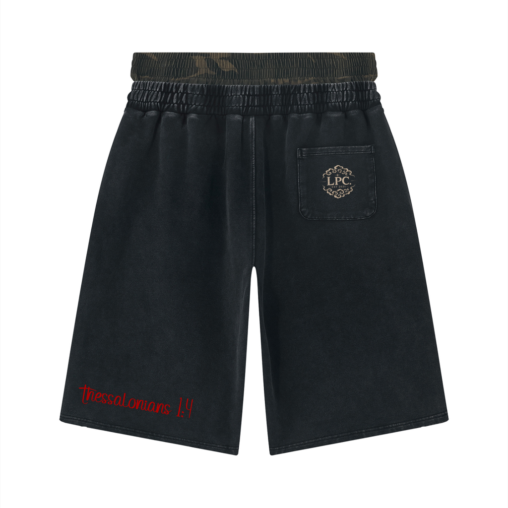 LEGENDARY ARTIST — The Tiger Collection Unisex Vintage Wash Distressed Wide Leg Shorts