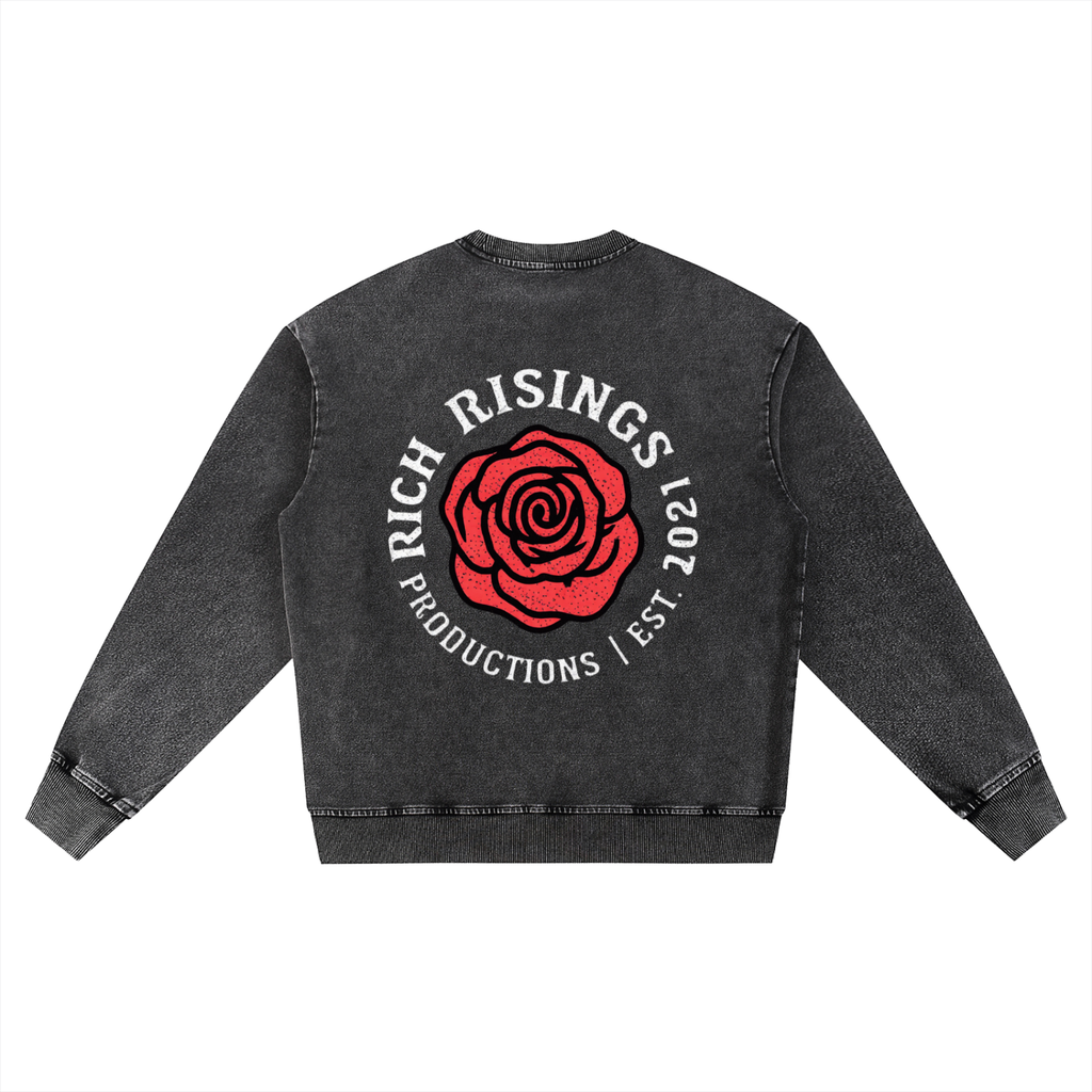 Deeper than Rap Snow Wash Oversized Crewneck Sweatshirt