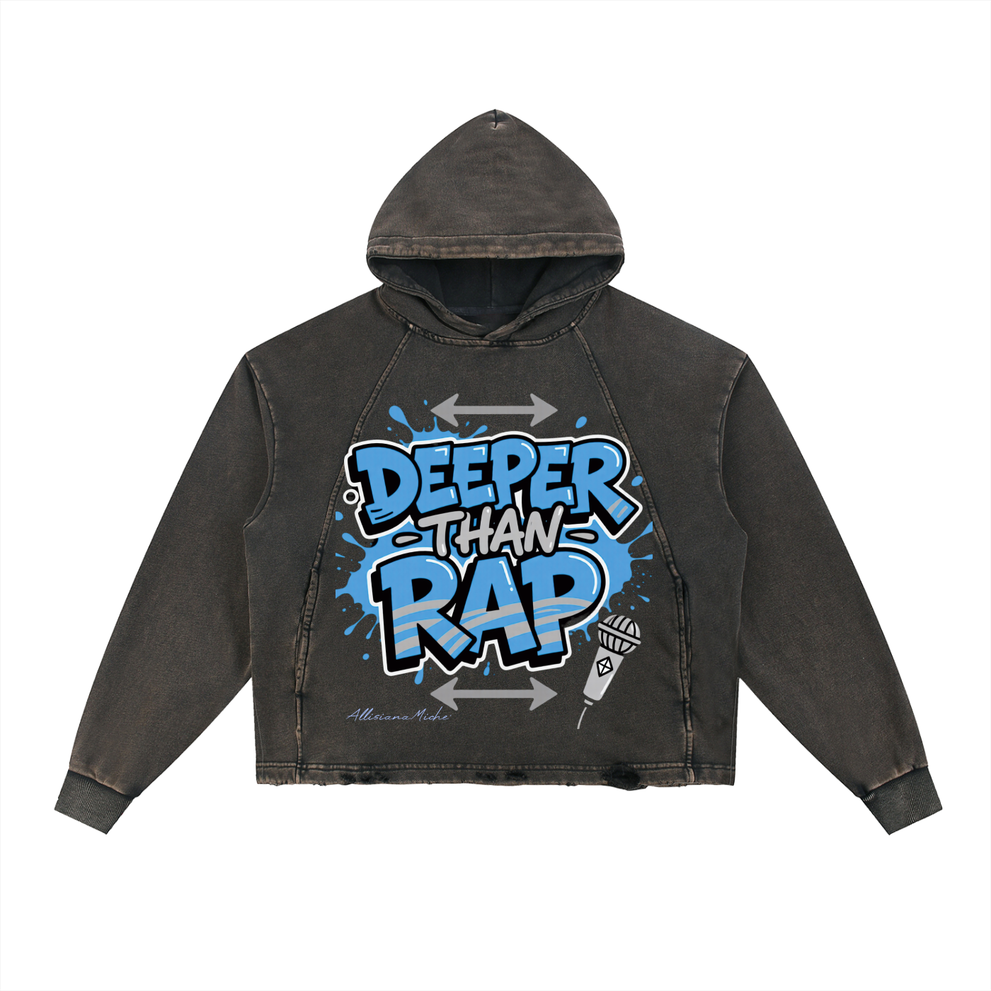 Deeper than Rap Vintage Washed Frayed-Hem Hoodie