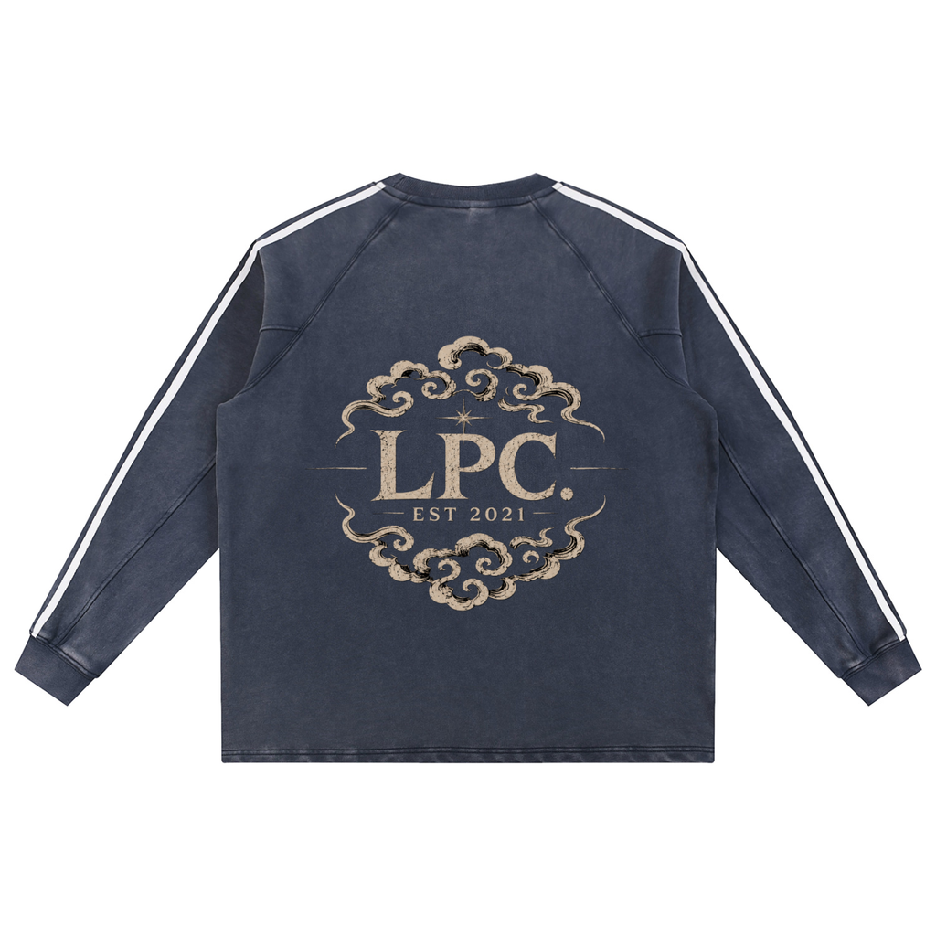 LEGENDARY ARTIST — The Tiger Collection Snow Washed Contrast Tape Sweatshirt