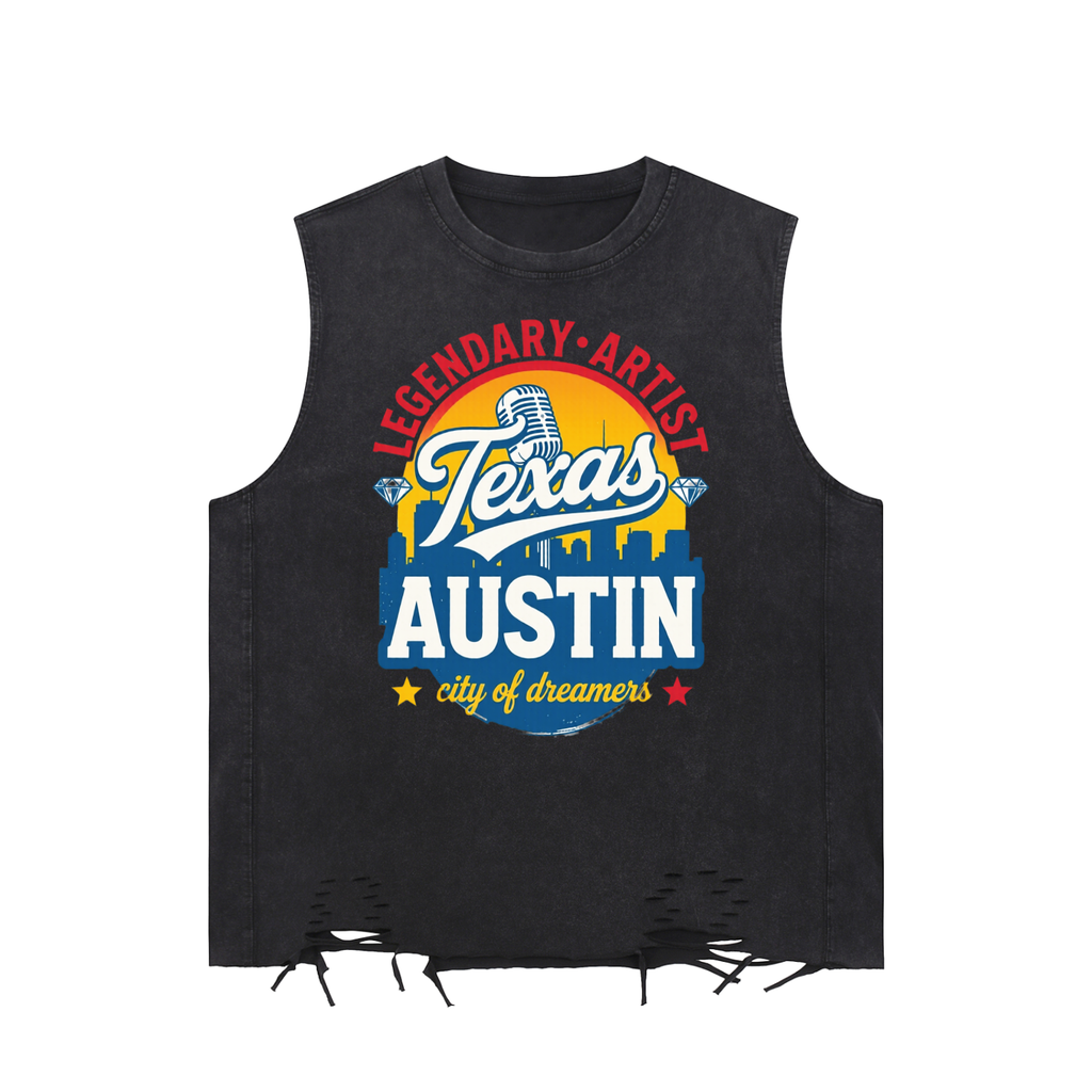 Legendary Artist Snow Washed Raw-Hem Tank Top