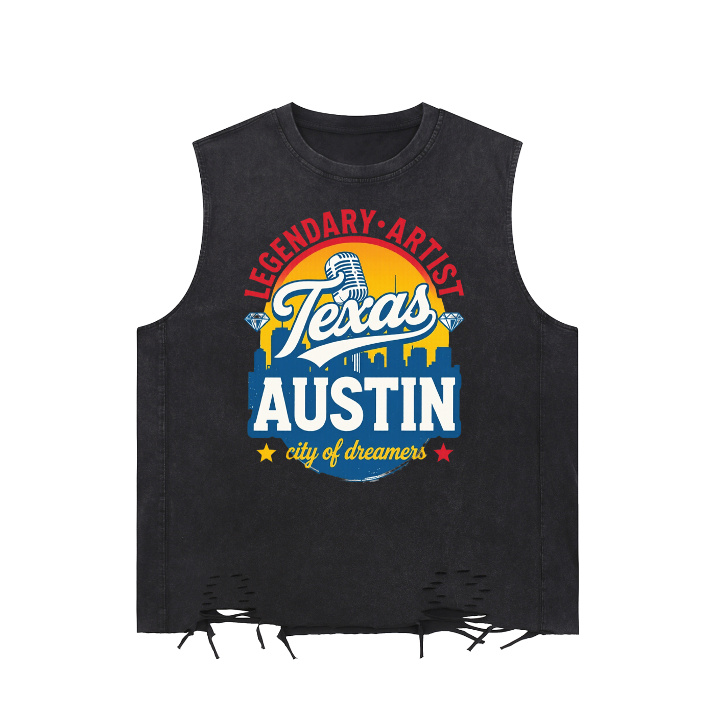 Legendary Artist Snow Washed Raw-Hem Tank Top